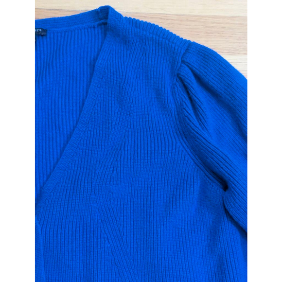 Talbots Textured Knit Puff Sleeve Cardigan Sweater Plus Size 2X Blue - Picture 5 of 11